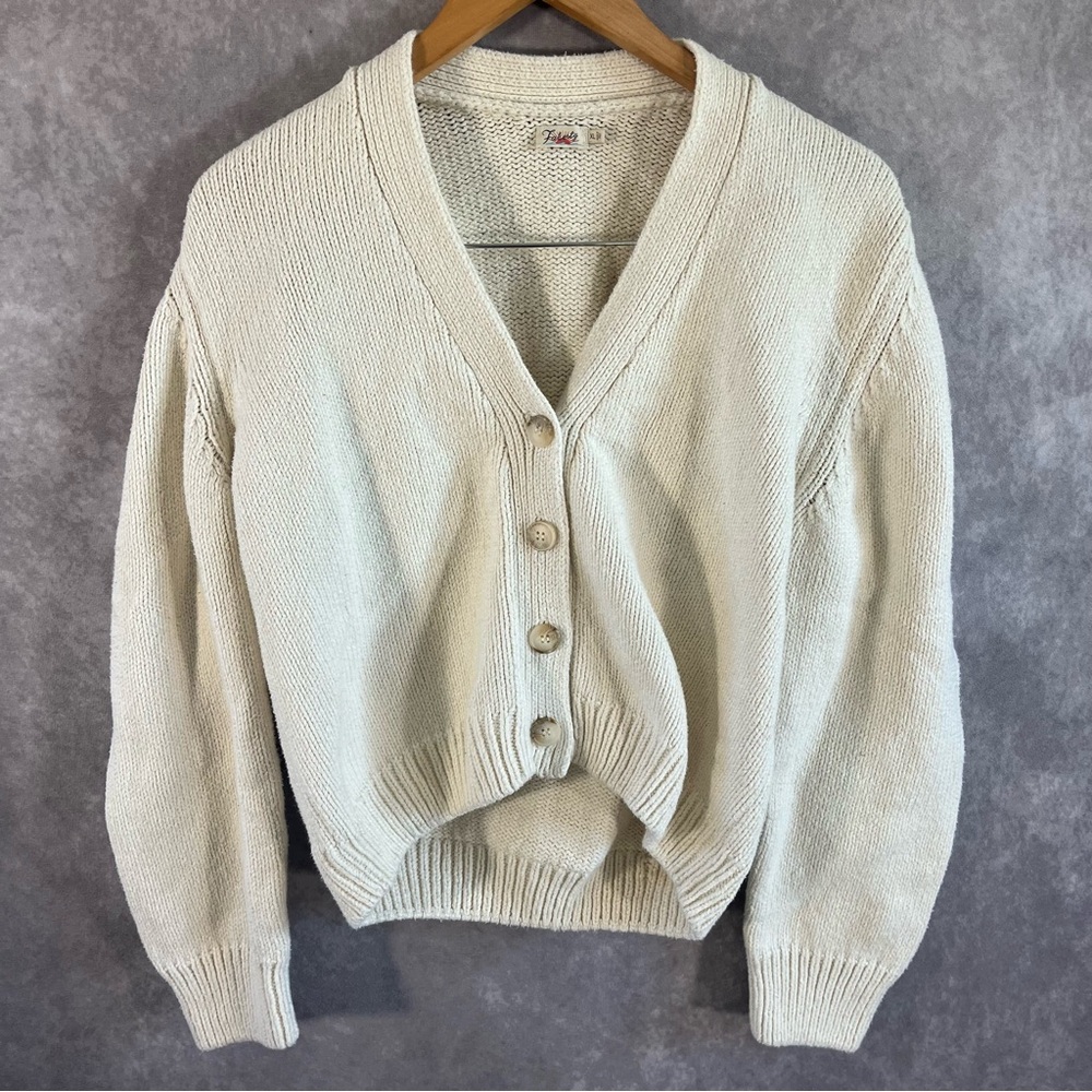 Faherty Cardigan Womens XL Cream Cuddle Natural Long Sleeve Knit Sweater Buttons